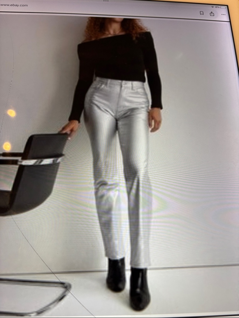 Women’s Madewell 90s Metallic Silver Straight-Leg Pants. Size 28.